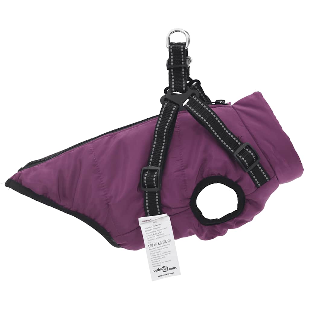 Hundemantel mit Geschirr Wasserdicht Reflektierend Lila L48