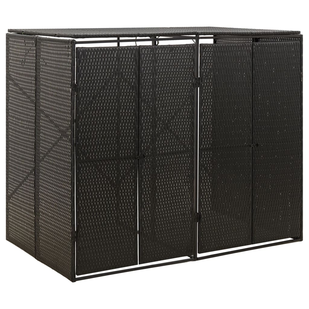 Mülltonnenbox für 1 Tonne Schwarz 70x80x117 cm Poly Rattan