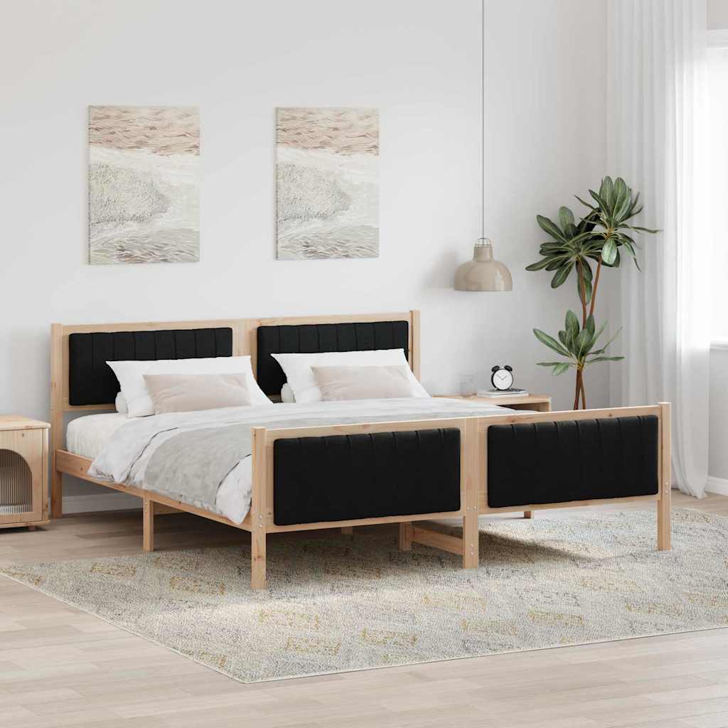 Bettgestell Braun und hellgrau 200 x 200 cm Massivholz Kiefer