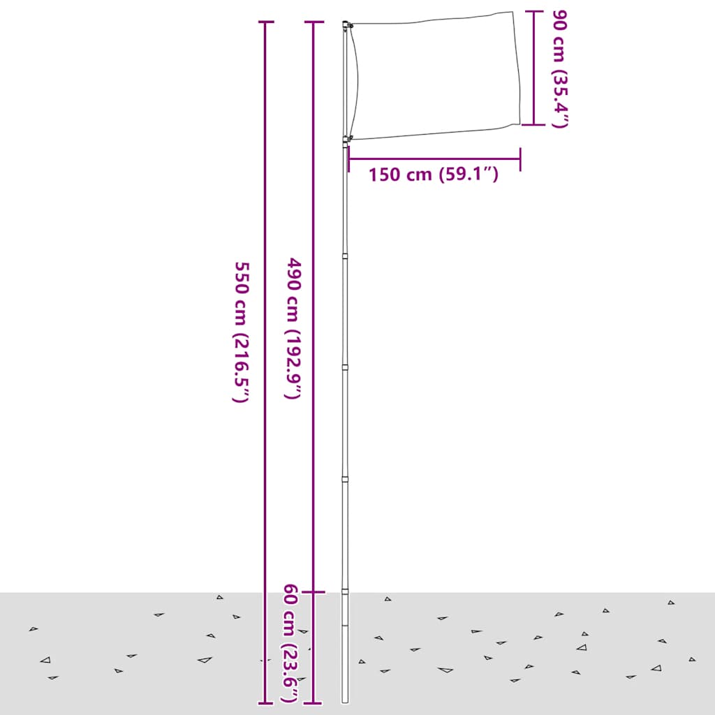 Fahnenmast Teilbar Silbern 6,08 m Aluminium