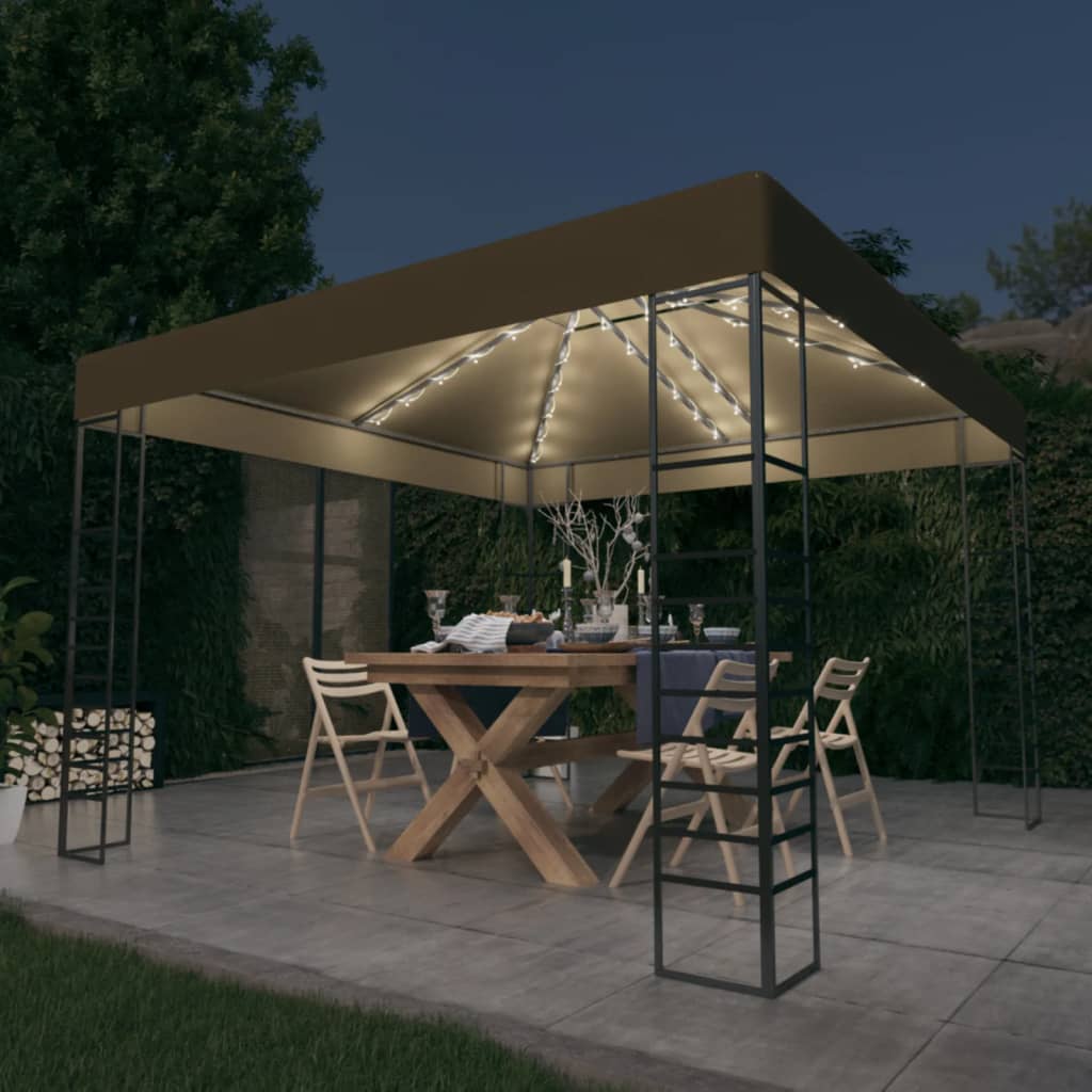 Gartenzelt mit LED-Lichterkette 3x3 m Anthrazit