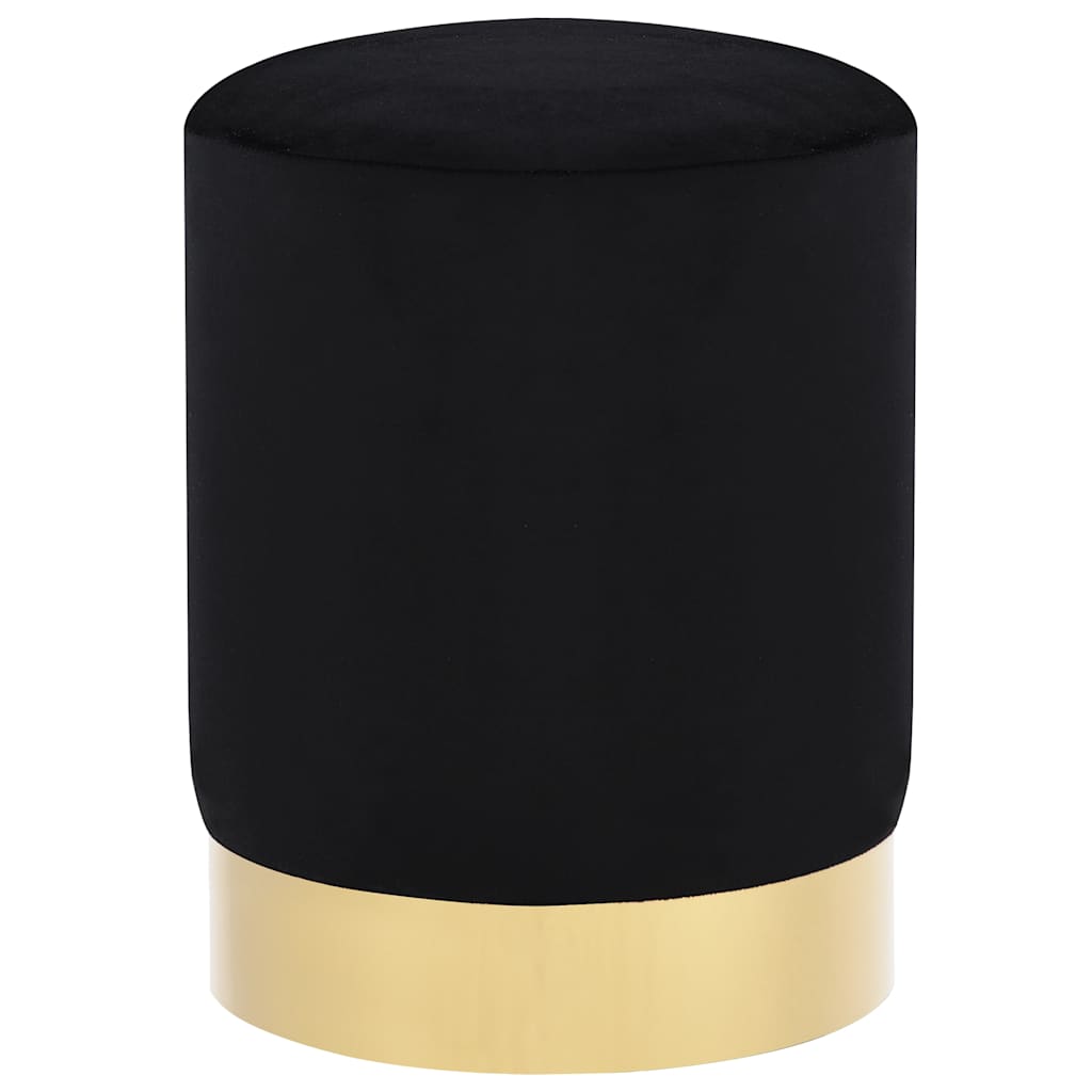 Hocker Dunkelgrün und Golden Samt 28 x 36 cm