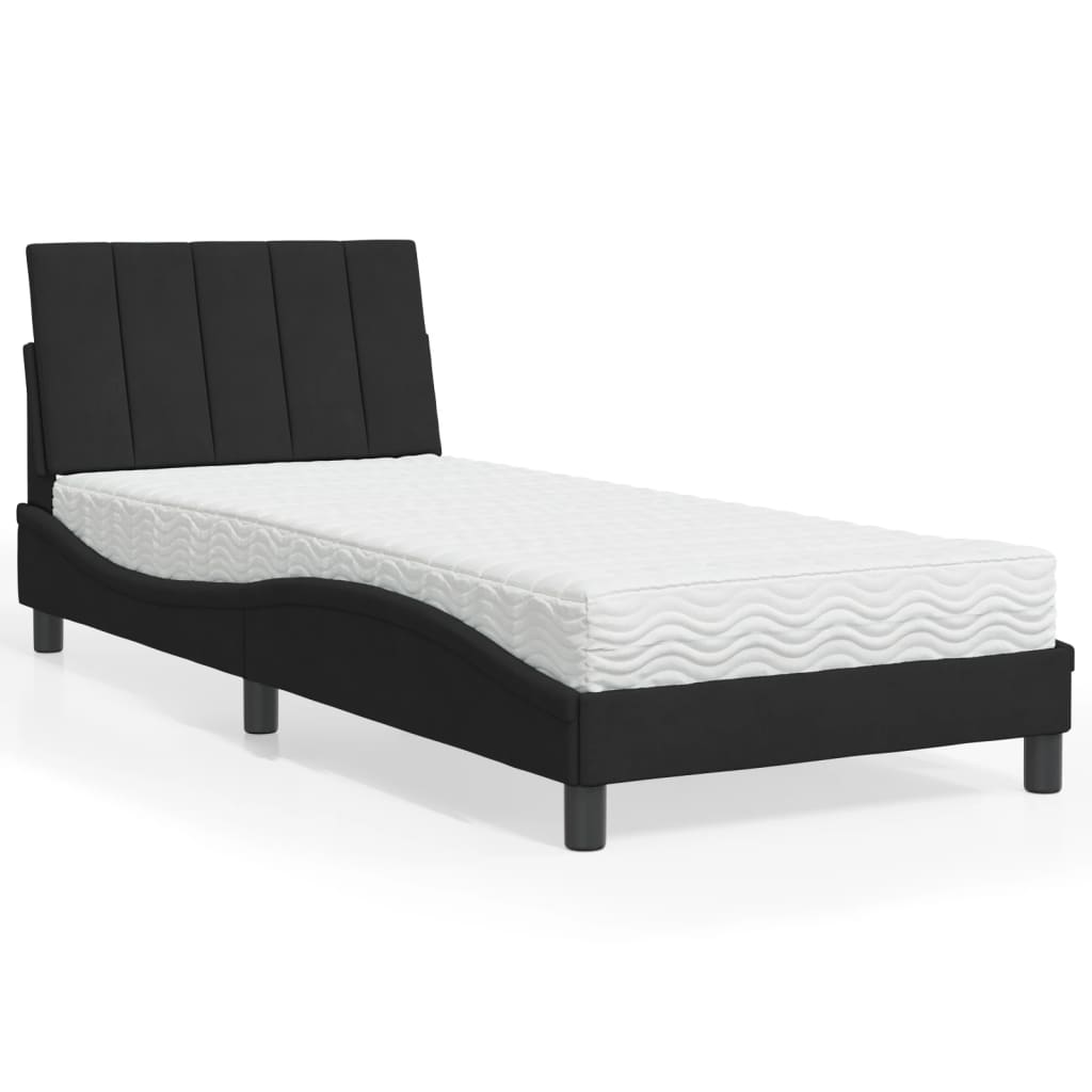 Bett mit Matratze "Hanko" Hellgrau 80x200 cm Samt