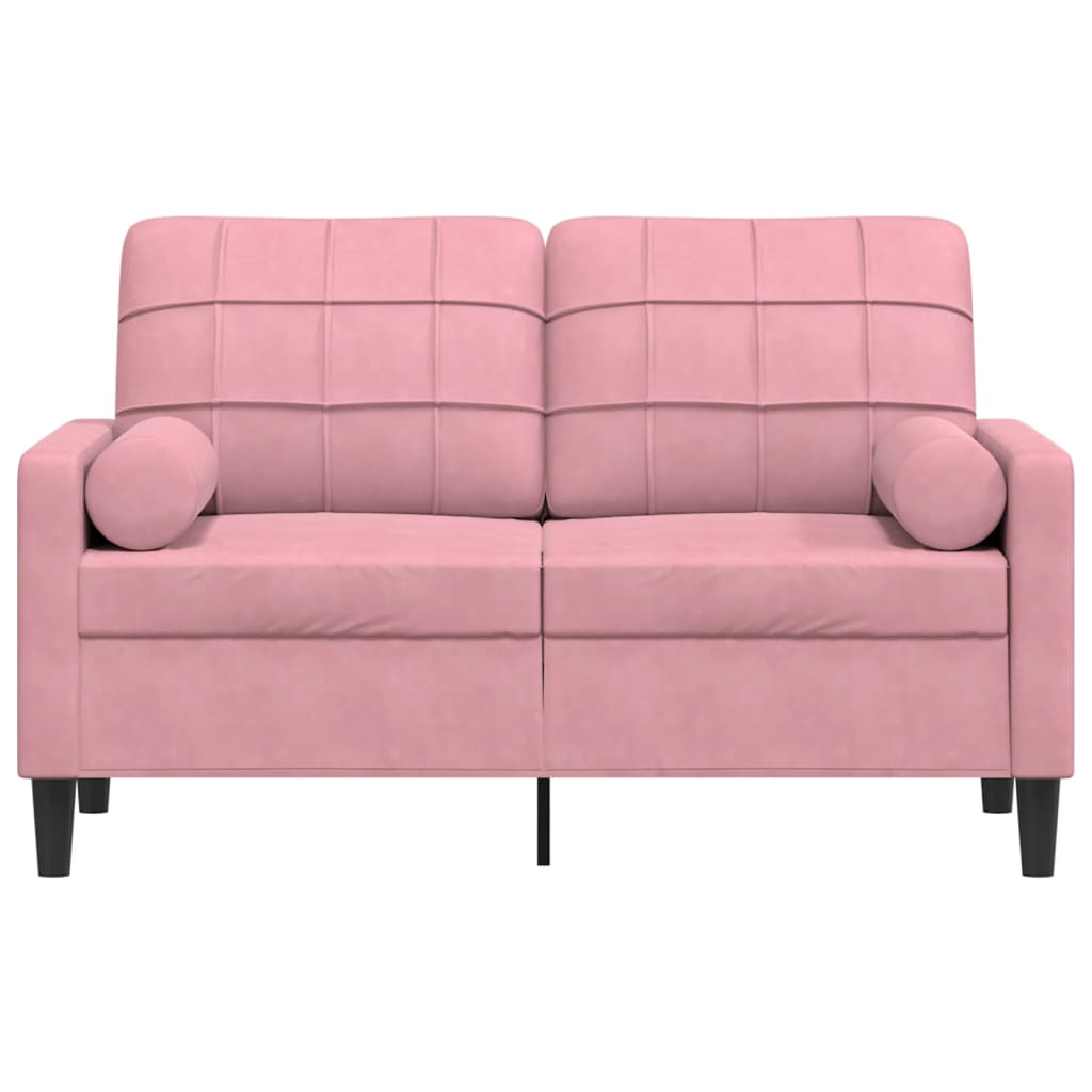 2-Sitzer-Sofa mit Zierkissen Hellgrau 120 cm Samt