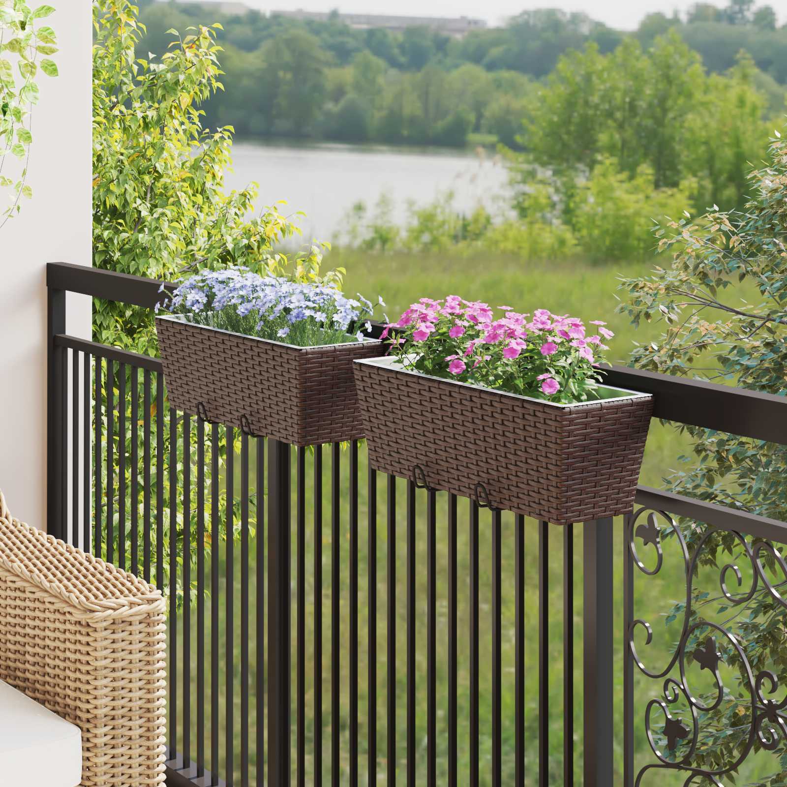 Balkon 2 pcs Schwarz 50 x 17 x 17 cm Metall