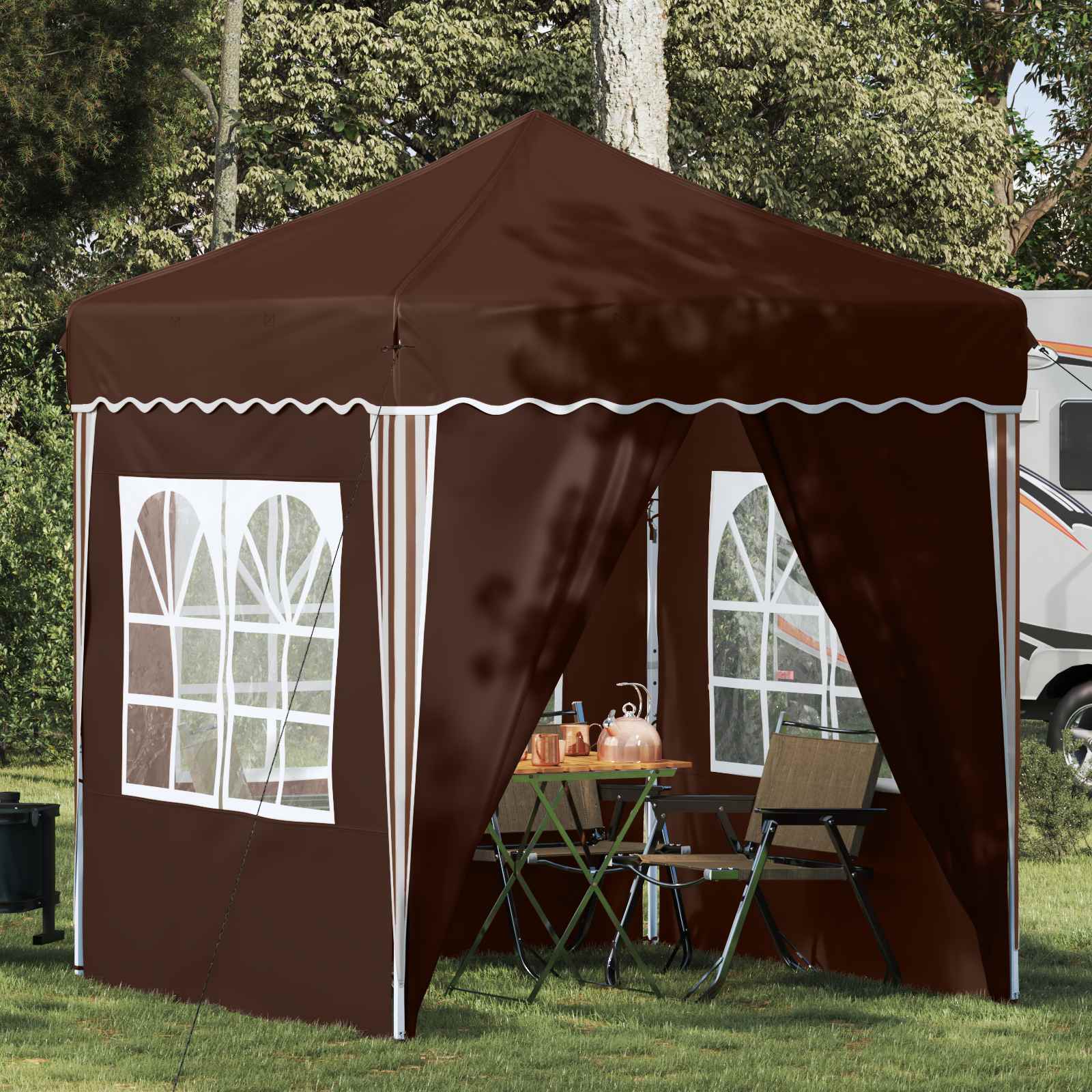 Pop-up Partyzelt 195 x 195 x 245 cm Creme Oxford-Stoff