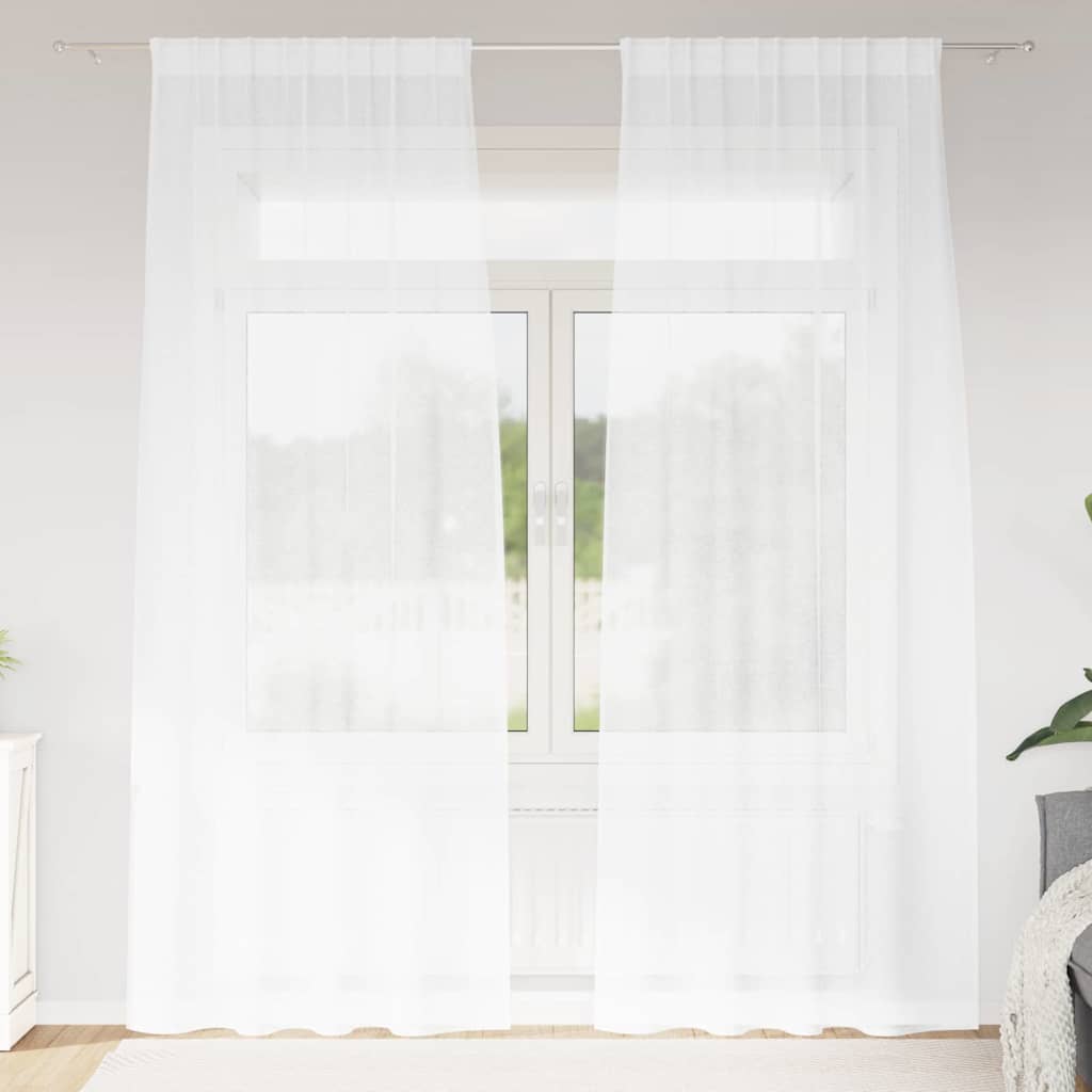 Voile-Vorhang mit Vorhängen 2 pcs Weiß 140 x 140 cm Polyester