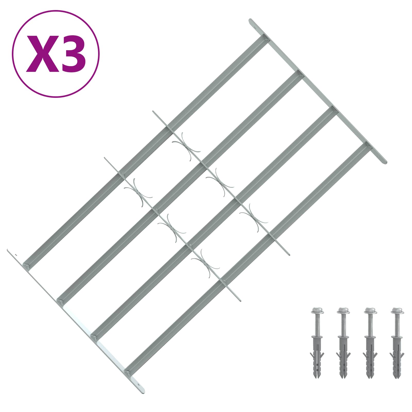 Fenstergitter Verstellbar mit 3 Querstäben 500-650 mm