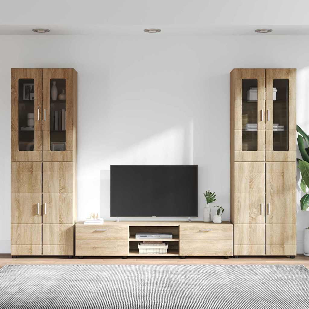 Highboard mit Regal FLORIN Weiß 60 x 35 x 182 cm Holzwerkstoff