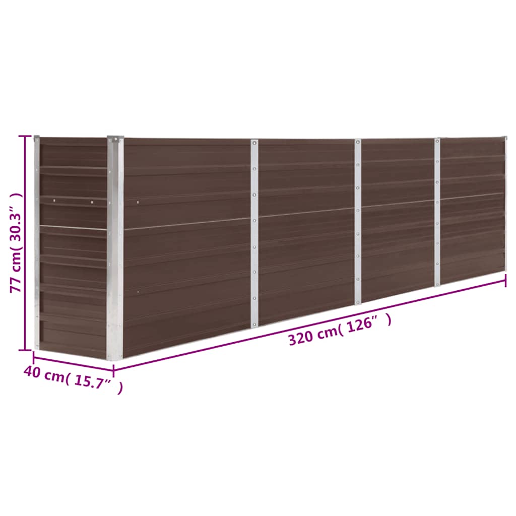 Hochbeet Braun 160 x 80 x 77 cm Verzinkter Stahl