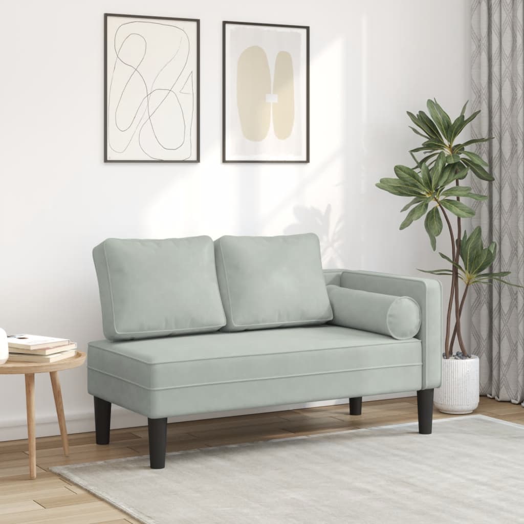 Chaiselongue mit Kissen Blau Samt