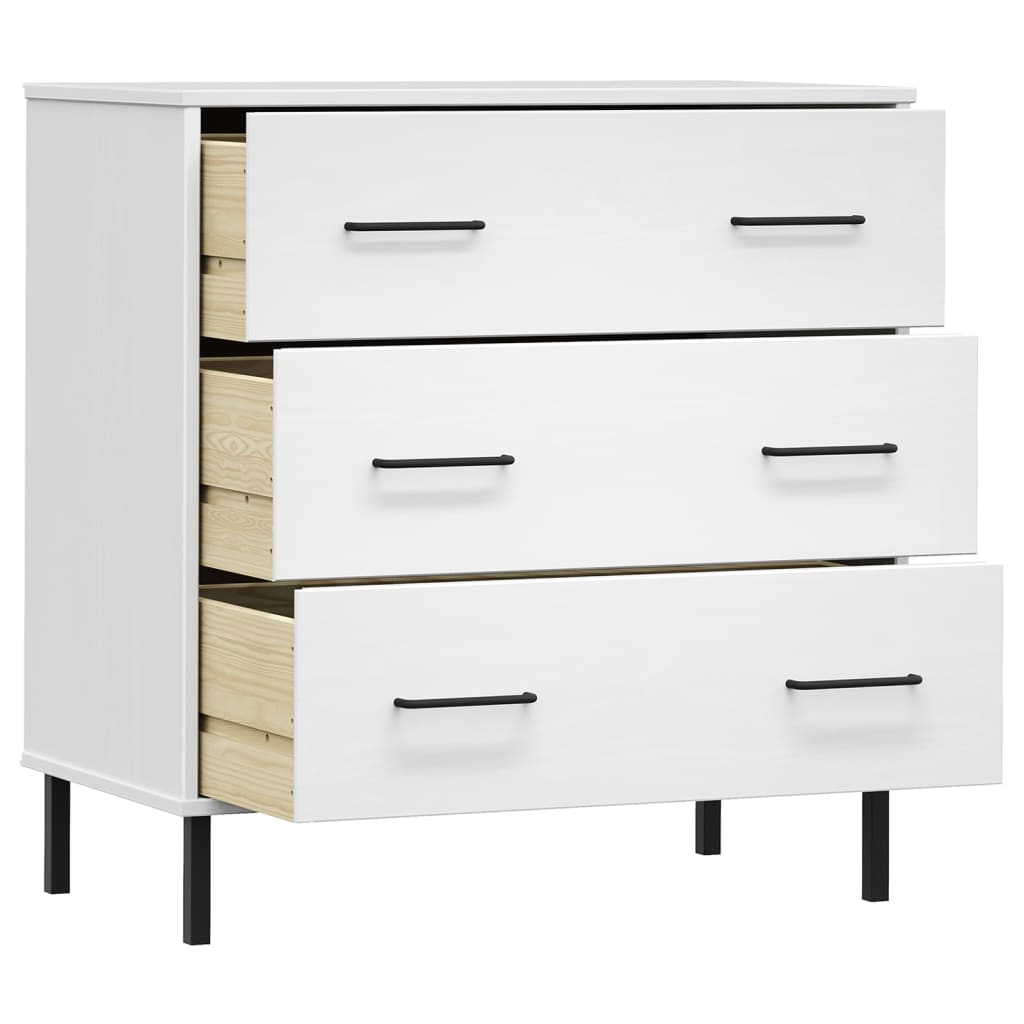 Sideboard OSLO mit 3 Schubladen Grau 77x40x79,5 cm Massivholz