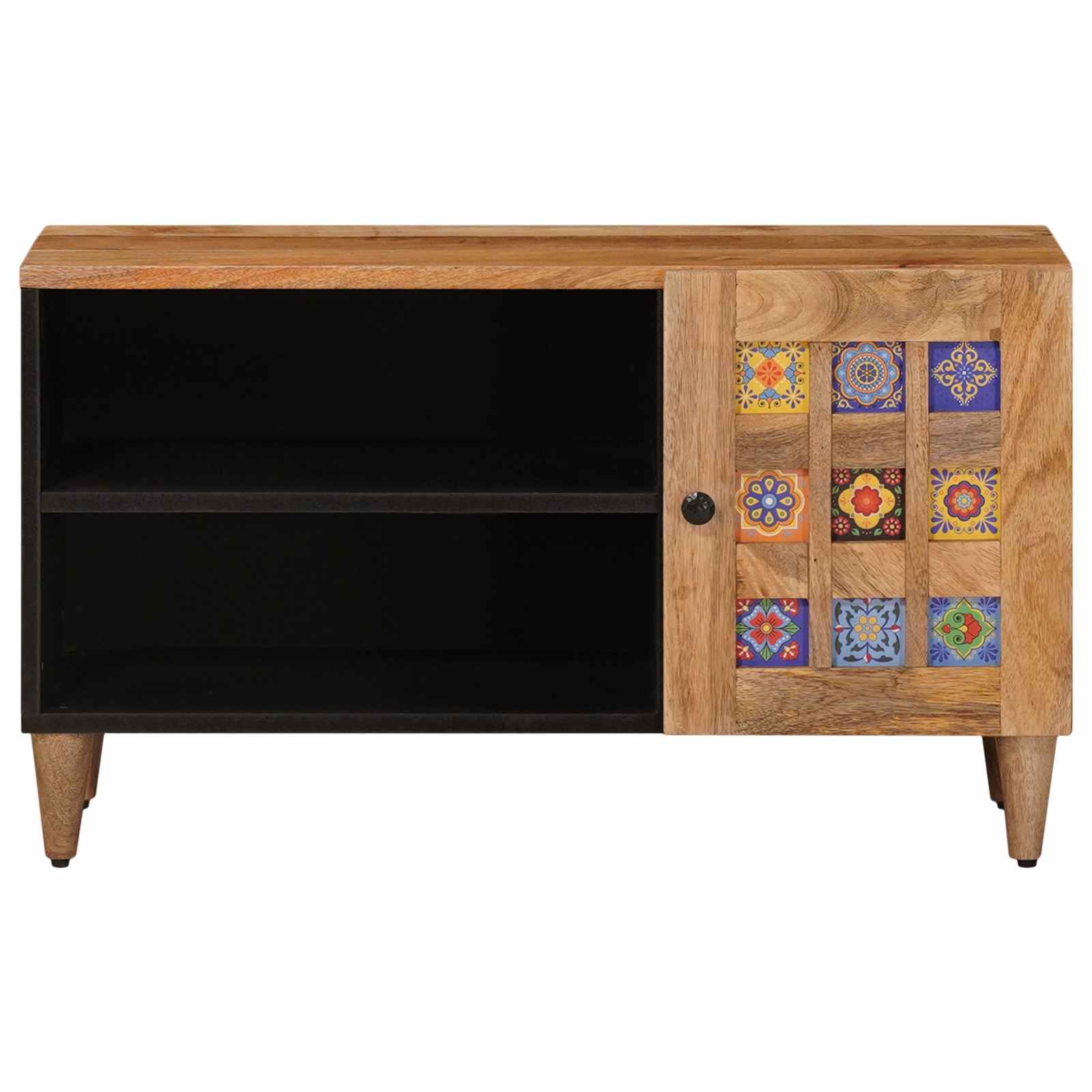 TV-Schränk mit Tür Walnuss 80 x 33 x 46 cm Massivholz Mango