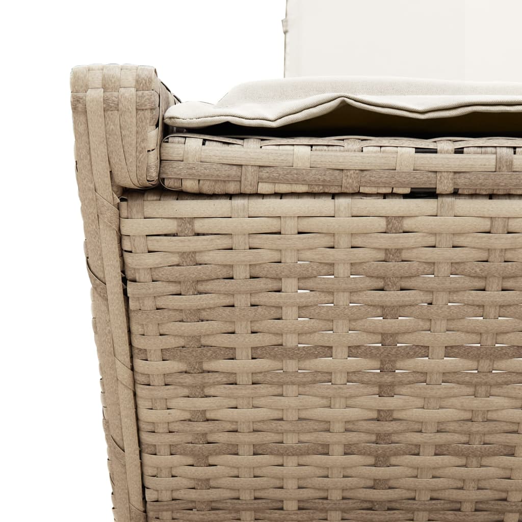 Doppel-Sonnenliege mit Kissen Schwarz Poly Rattan