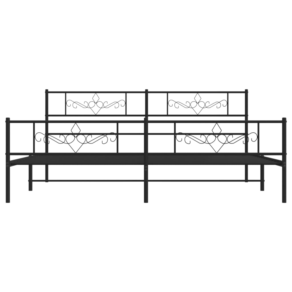 Bettgestell mit Kopfteil Metall Schwarz 100x190 cm