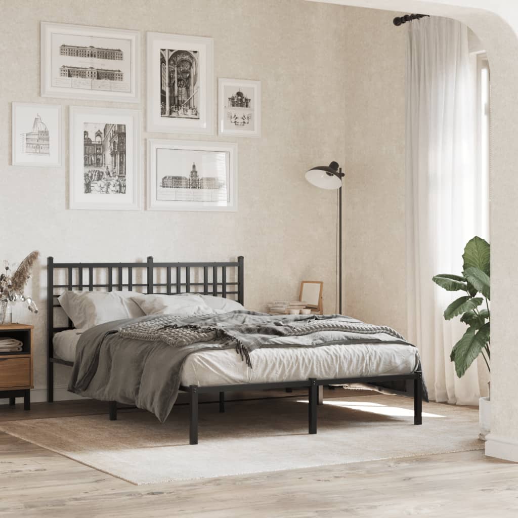 Bettgestell mit Kopf- und Fußteil Metall Schwarz 90x200 cm