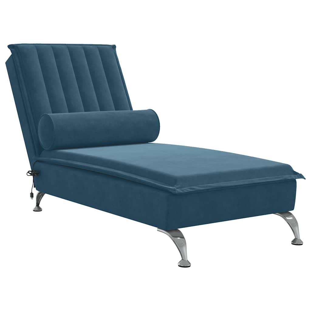 Massage-Chaiselongue mit Nackenrolle Hellgrau Samt