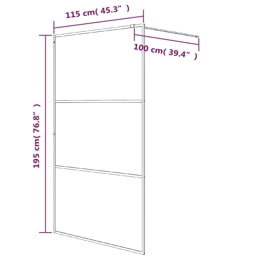 Duschwand für Begehbare Dusche Schwarz 100x195 cm ESG-Glas Klar