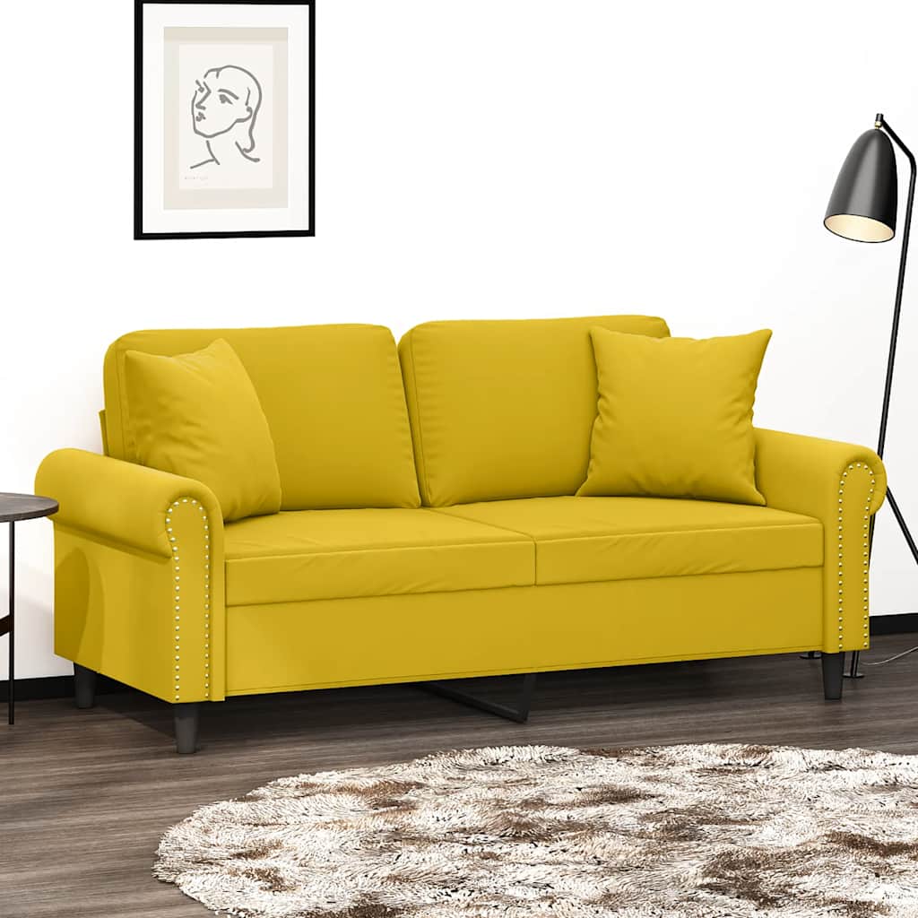 2-Sitzer-Sofa mit Zierkissen Dunkelgrün 120 cm Samt