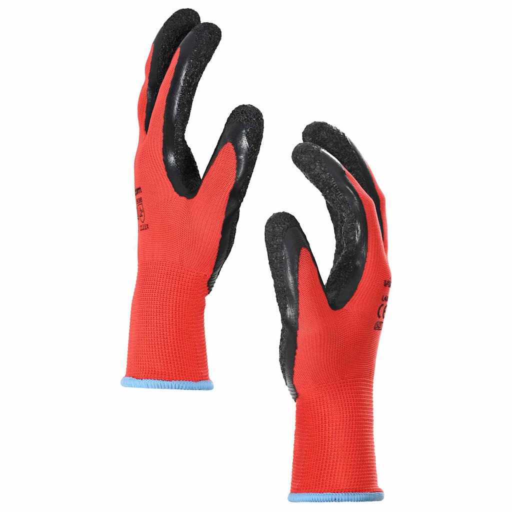Arbeitshandschuhe 12 pcs Rot und Schwarz 7 / S Latexbeschichtung