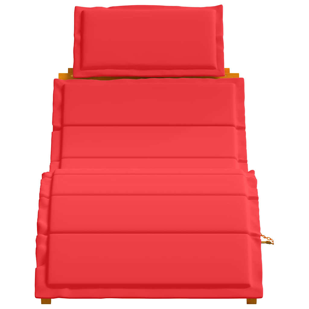 Sonnenliege mit Auflage Beige Massivholz Akazie