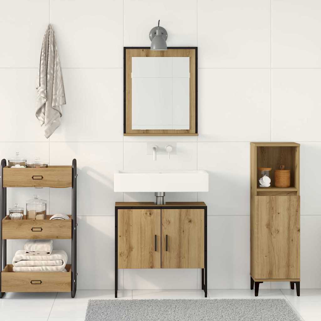 2-tlg. Badmöbel-Set Räuchereiche Holzwerkstoff
