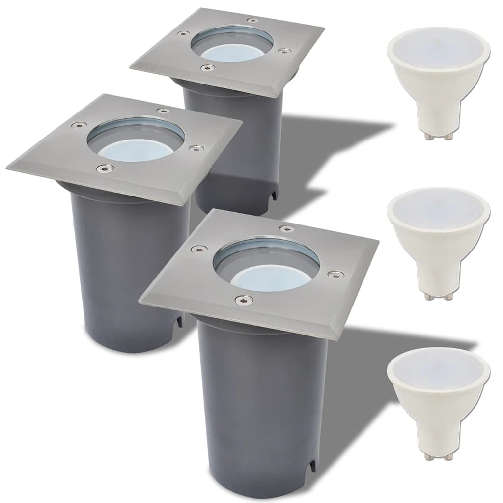 LED-Bodeneinbaustrahler 3 Stk. Outdoor Rund