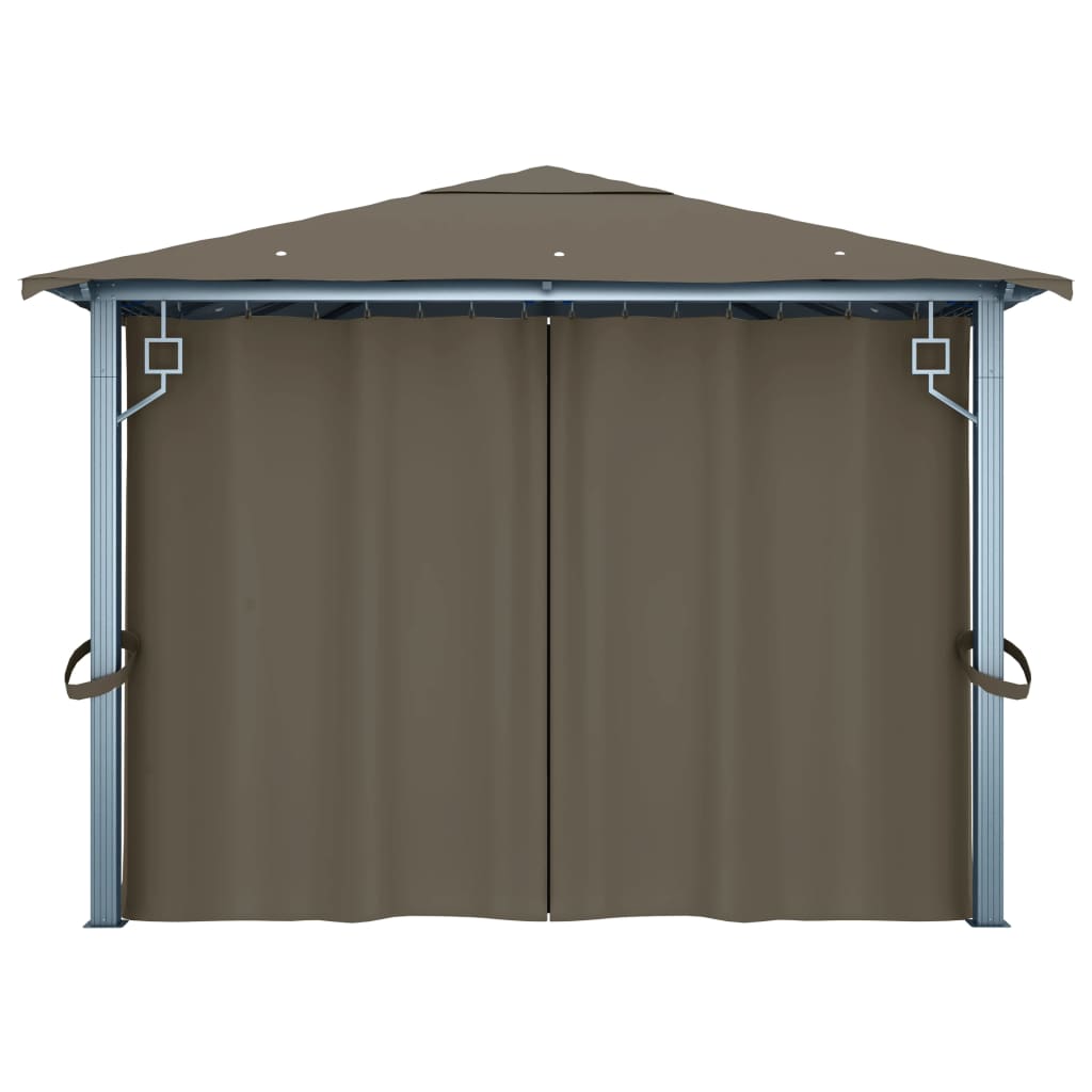 Pavillon mit Vorhängen & LED-Lichterkette 300x300 cm Creme Alu