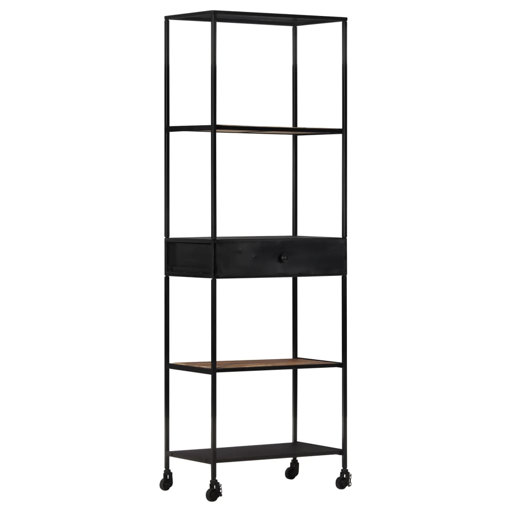 Bücherregal 80x35x180 cm Raues Mangoholz & Eisen