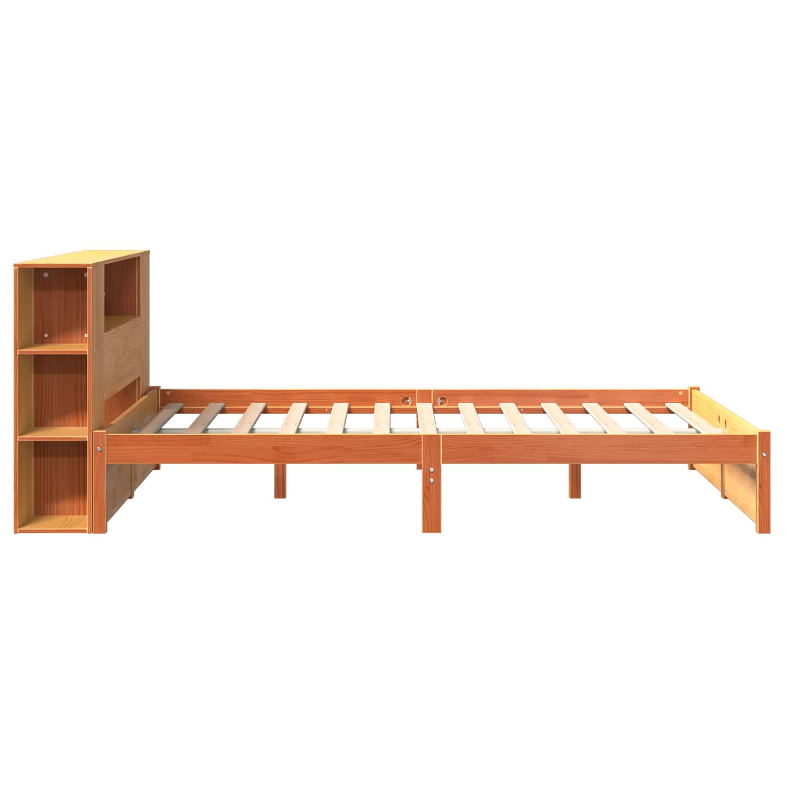 Bettgestell mit Aufbewahrungskopfteil 2 pcs Wachsbraun