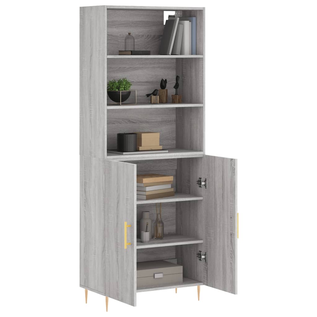 Highboard Hochglanz-Weiß 69,5x34x180 cm Holzwerkstoff