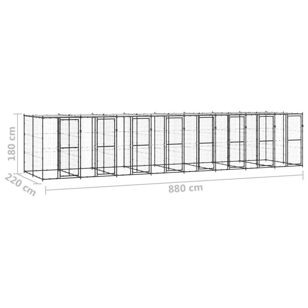 Outdoor-Hundezwinger Stahl mit Überdachung 110x220x180 cm