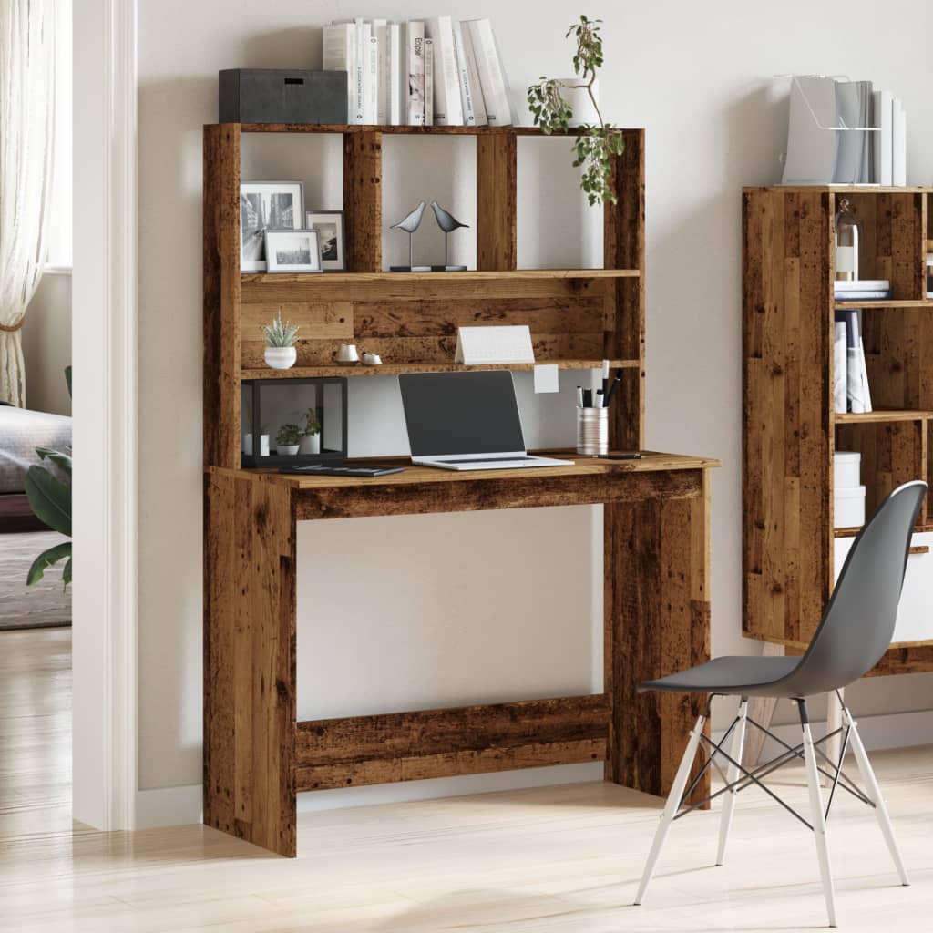 Schreibtisch mit Regal Weiß 102x45x148 cm Holzwerkstoff