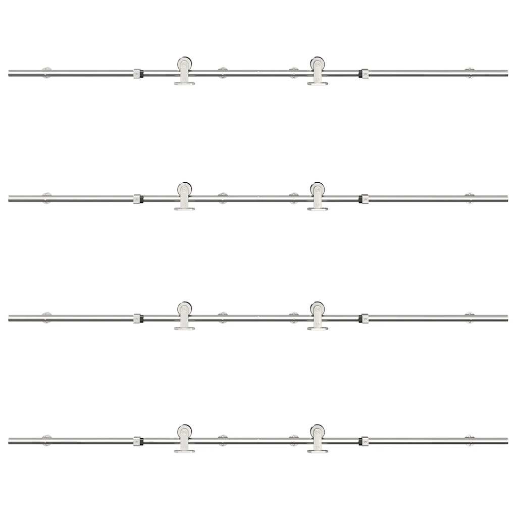 Schiebetür-Beschlagsatz 183 cm Edelstahl Silbern