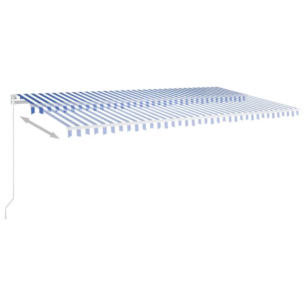 Markise Manuell Einziehbar mit LED 300x250 cm Blau und Weiß