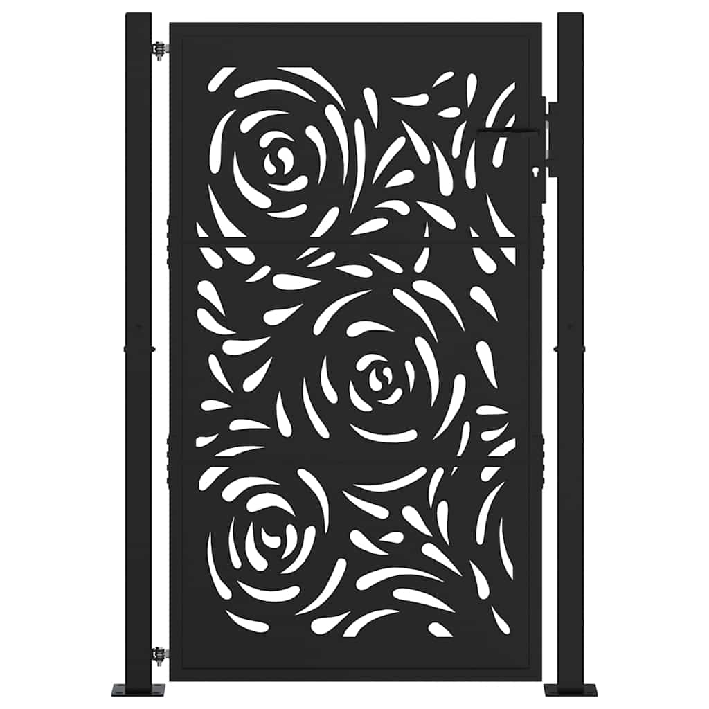 Gartentor Schwarz 100x100 cm Stahl Lichtdesign