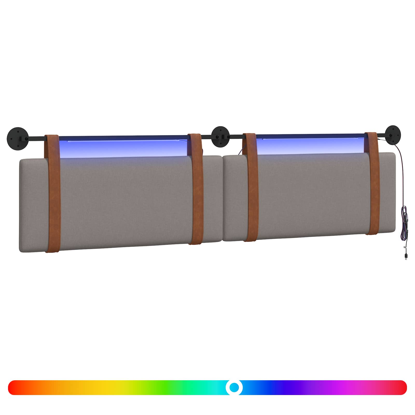 Hängendes Kopfteil Mit LED Licht Wolkengrau Antikes PU