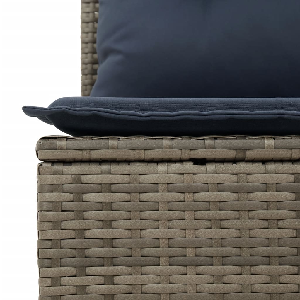 10-teiliges Gartensofa-Set mit Kissen, schwarzes Polyrattan
