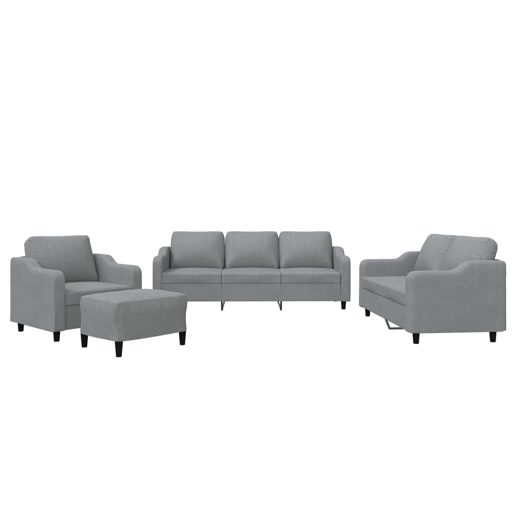 4-tlg. Sofagarnitur mit Kissen Braun Stoff