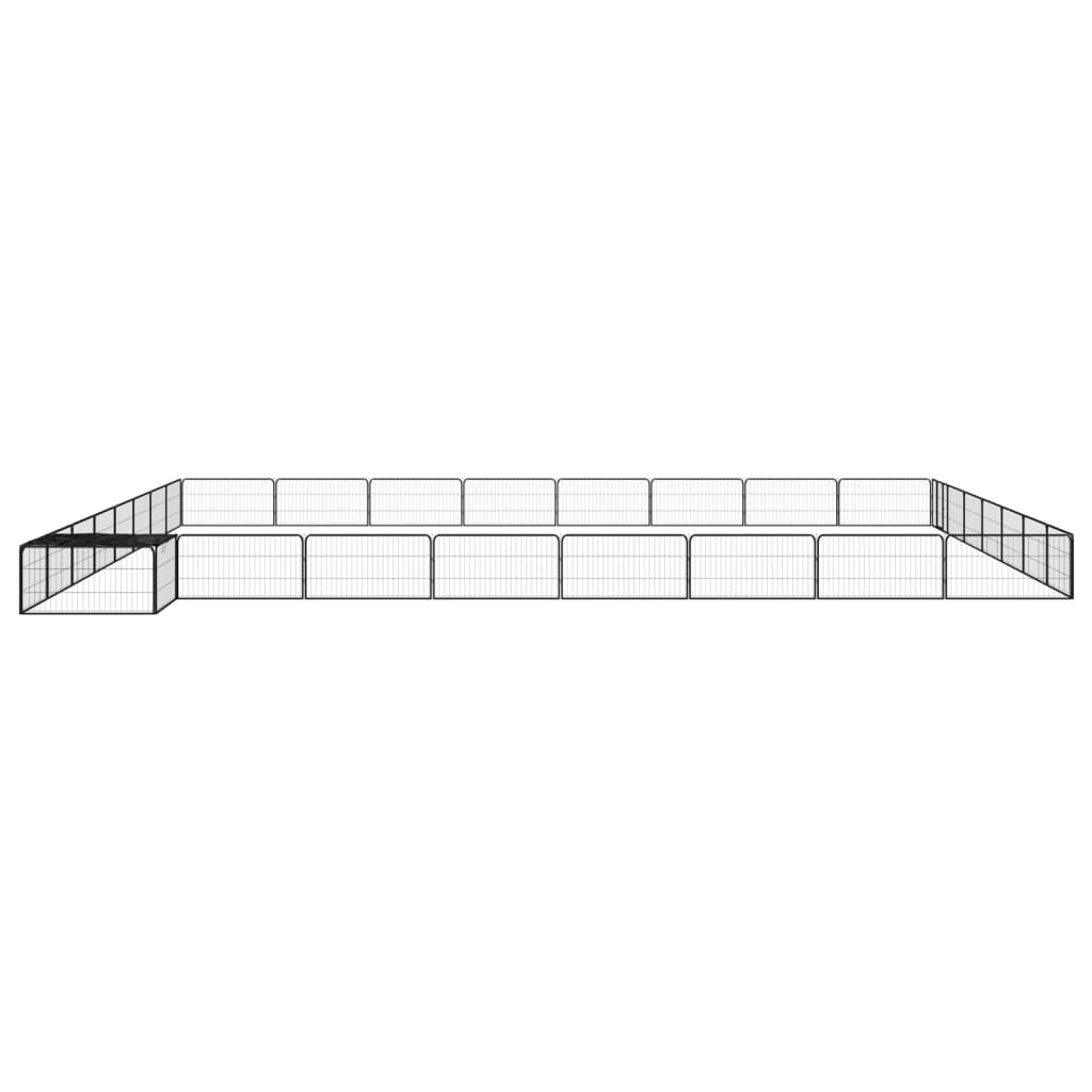 4-tlg. Hundelaufstall Schwarz 100x50cm Stahl Pulverbeschichtung