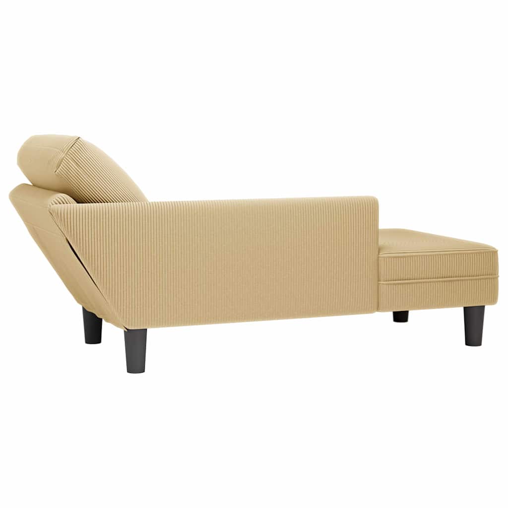 Chaiselongue mit Kissen Hellgrau Cordstoff