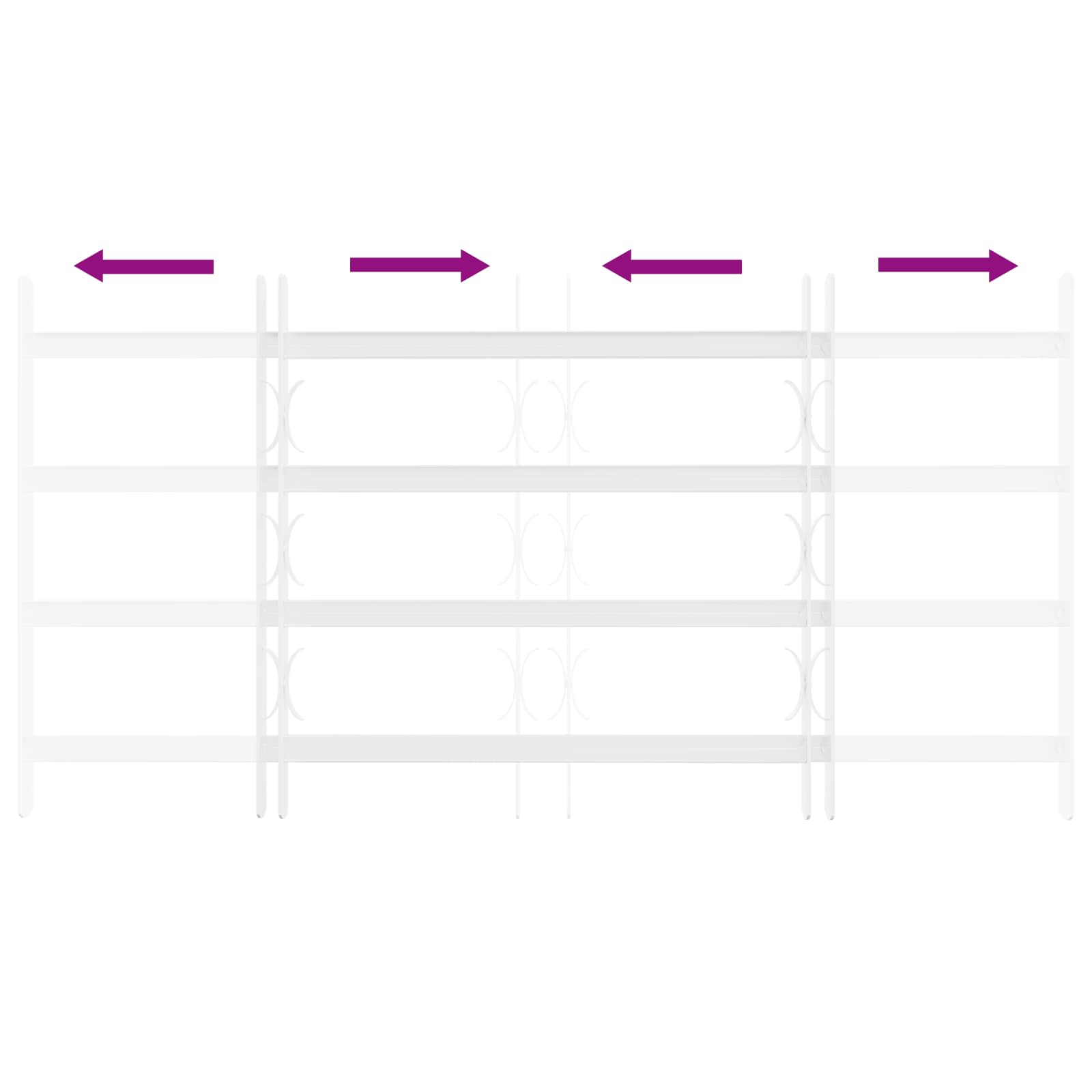 Sicherheitsgitter für Fenster mit 2 Querstangen 43-74 cm
