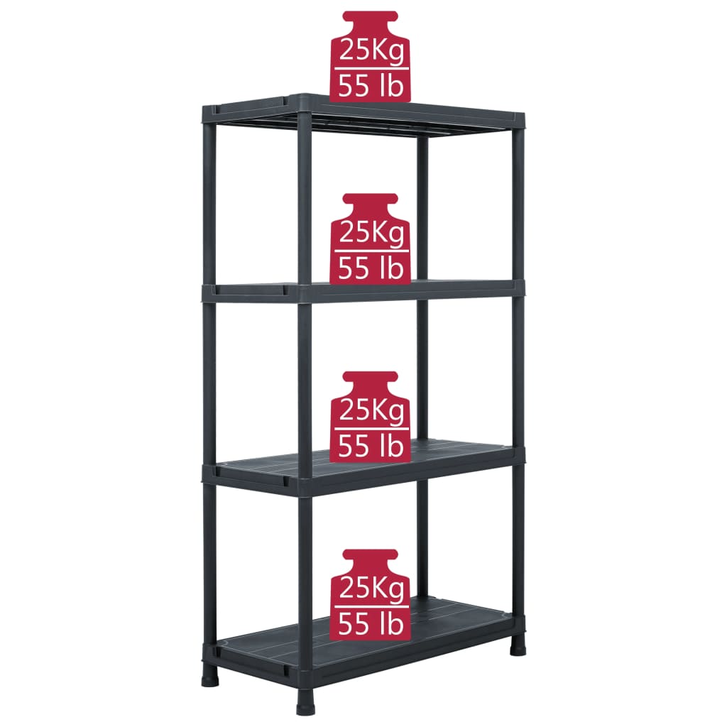 Lagerregale 2 Stk. Schwarz 60 x 30 x 138 cm Kunststoff