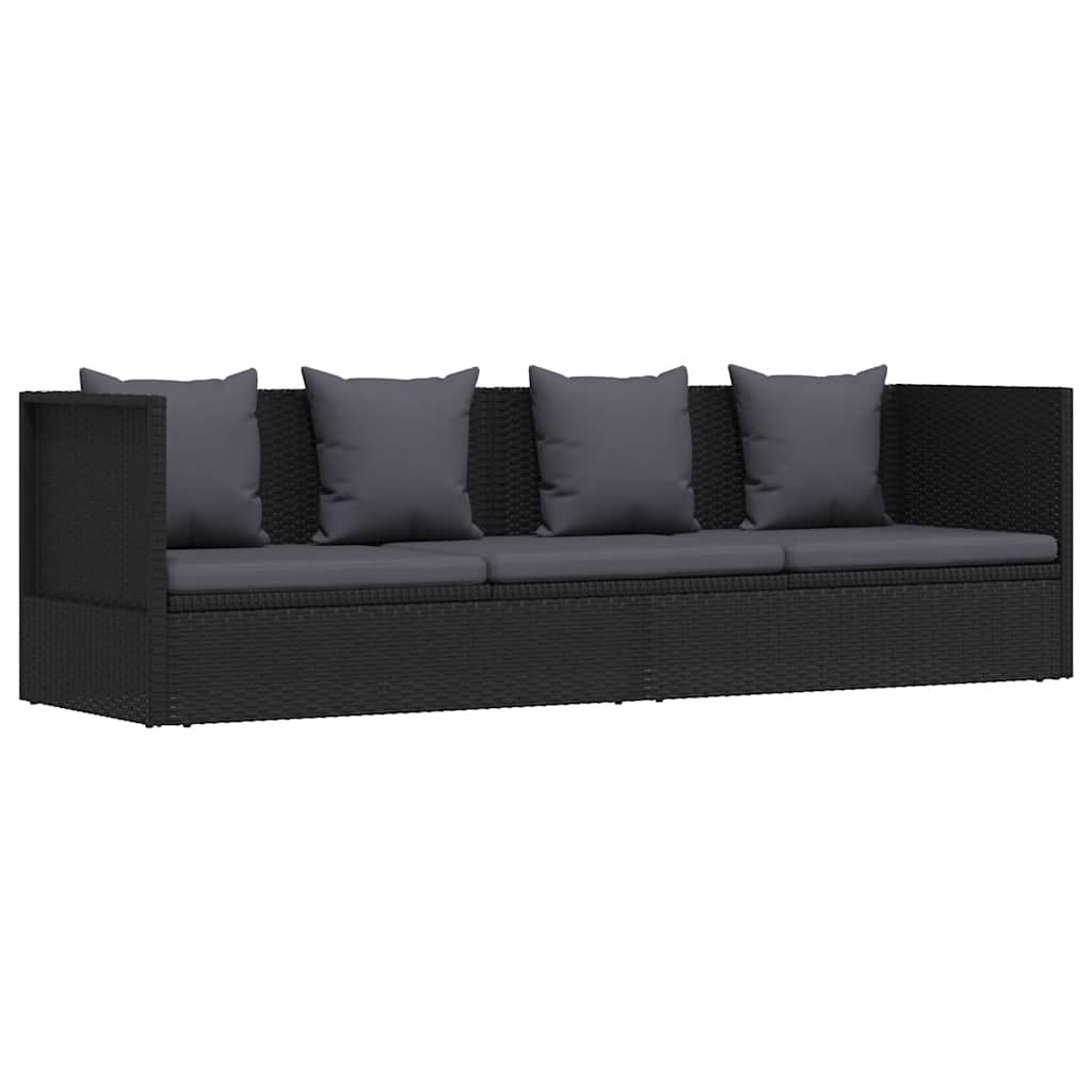 Garten-Sofabett 200x60 cm Poly Rattan Grau
