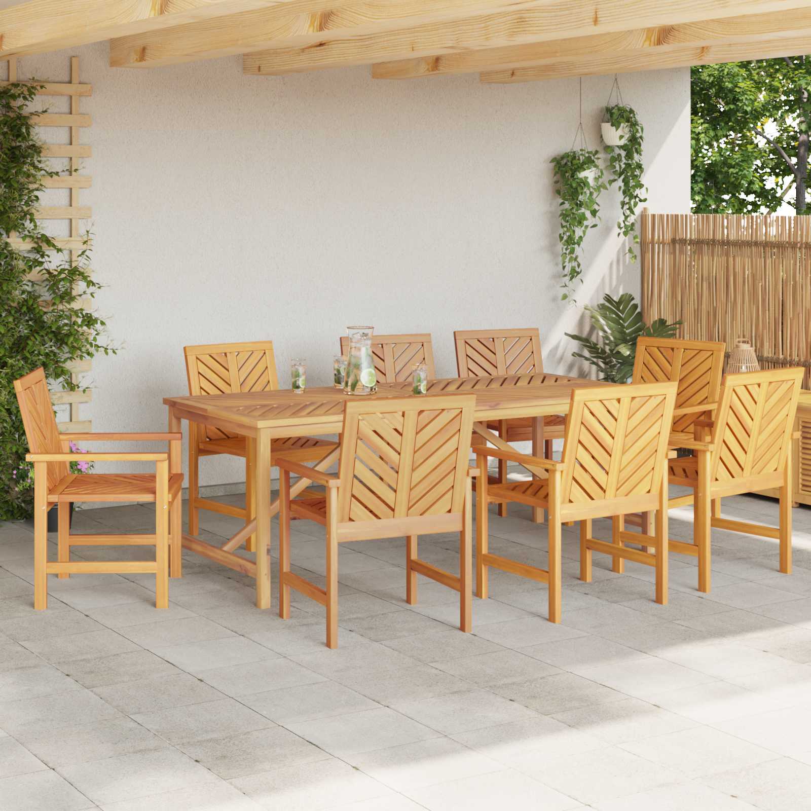 Garten Essgruppe 3 Stk. Braun Massivholz Akazie