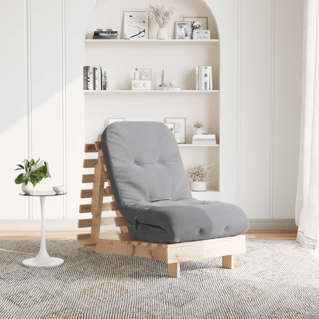 Futon Schlafsofa mit Matratze Braun 70x206x11 Massivholz Kiefer