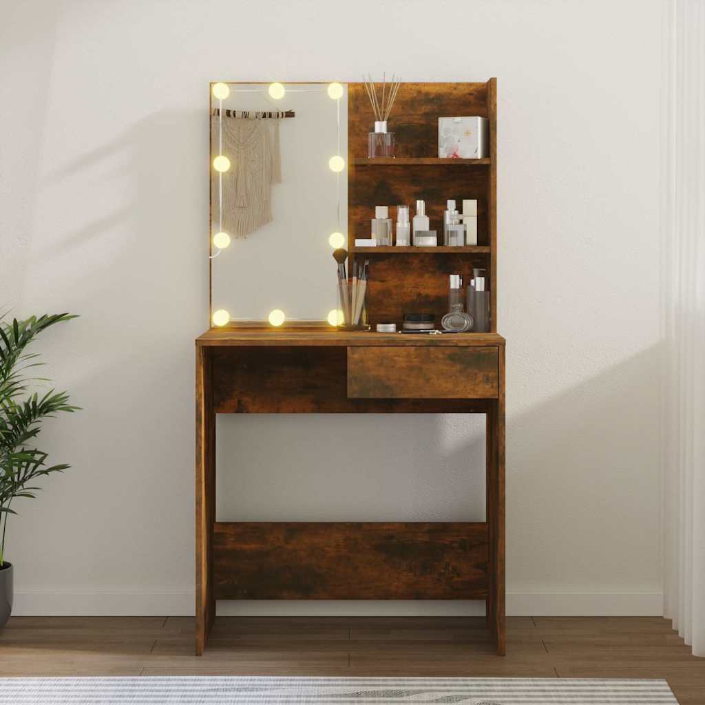 Schminktisch mit LED Weiß 74,5x40x141 cm