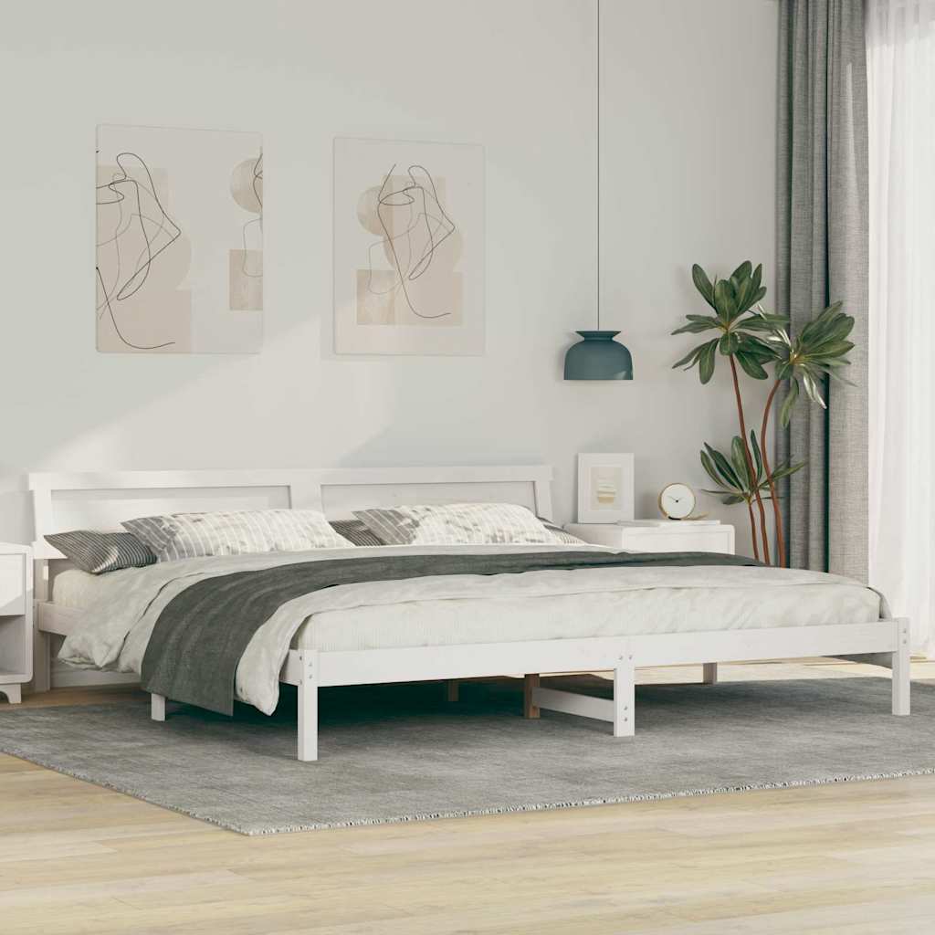 Bettgestell mit Kopfteil Braun 200 x 200 cm Massivholz Kiefer