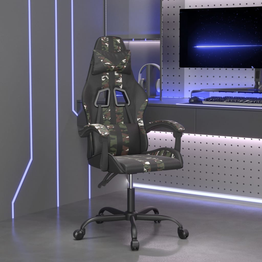 Gaming-Stuhl Drehbar Schwarz und Blau Kunstleder