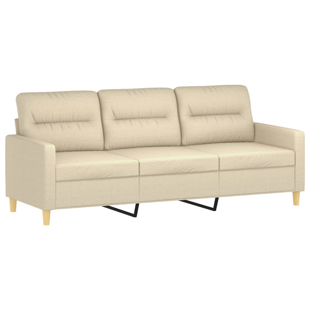 3-tlg. Sofagarnitur mit Kissen Taupe Stoff